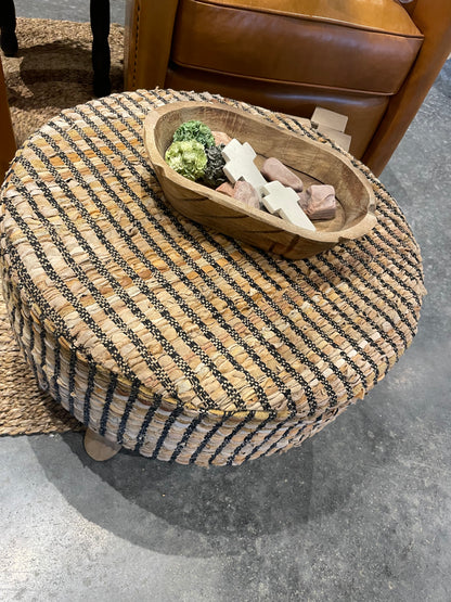 Natural/Leather Ottoman