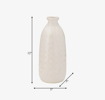 12” Ceramic Circles Textured Modern Vase