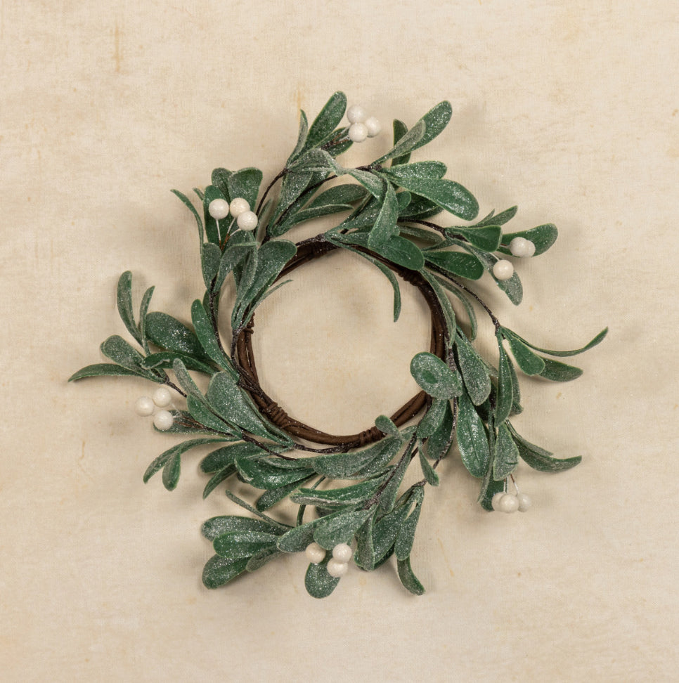 12” Glittered Mistletoe Candle Ring