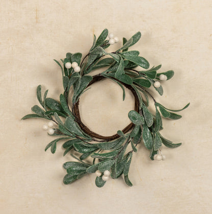 12” Glittered Mistletoe Candle Ring