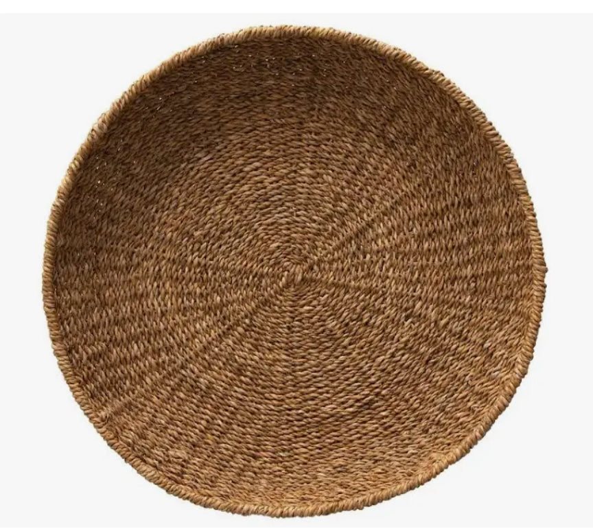 22.25” Round Seagrass & Iron Frame Tray