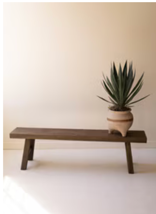 Dark Brown Wood Bench