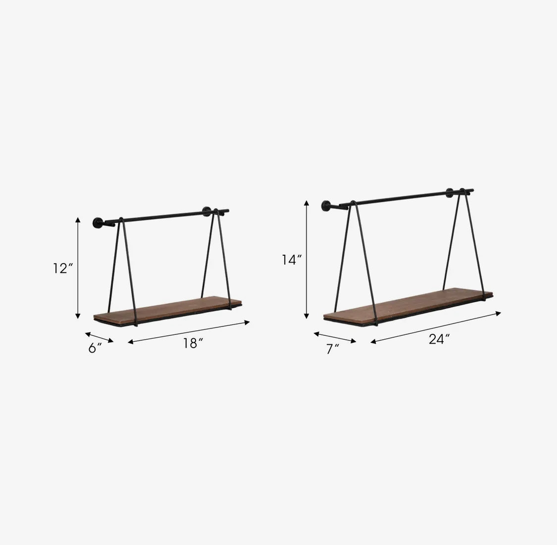 14” Metal/Wood Swing Like Shelf