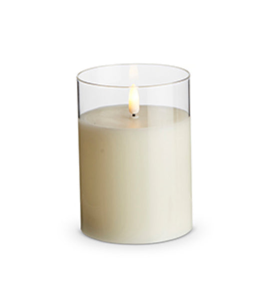 3.5” x 5” Clear Glass Ivory Pillar Candle