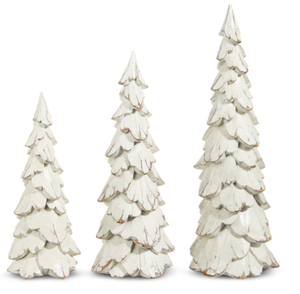 Glittered Distressed White Tree-Small