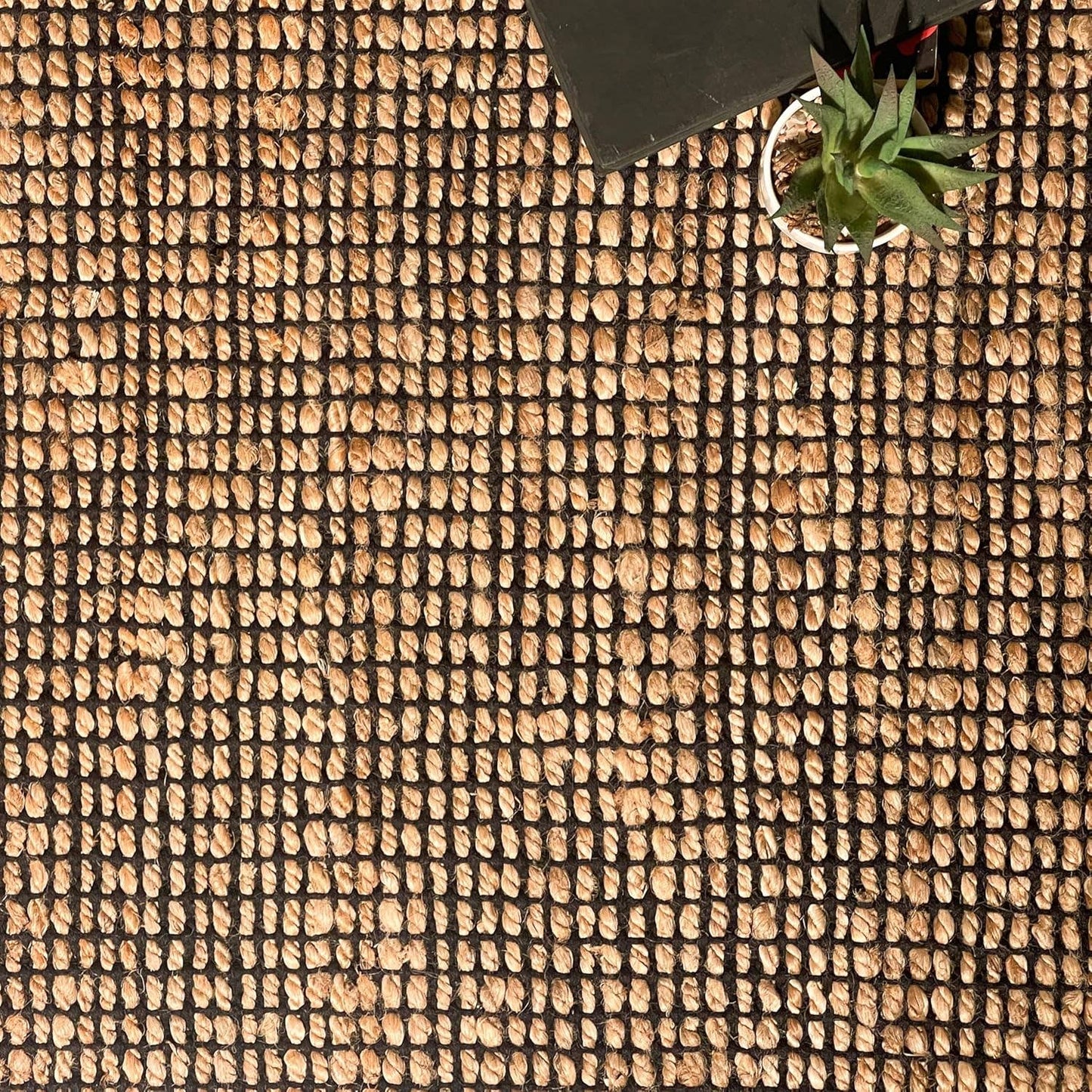 Monterey Jute/Cotton Rug-Natural Jute/Black-3'x5'