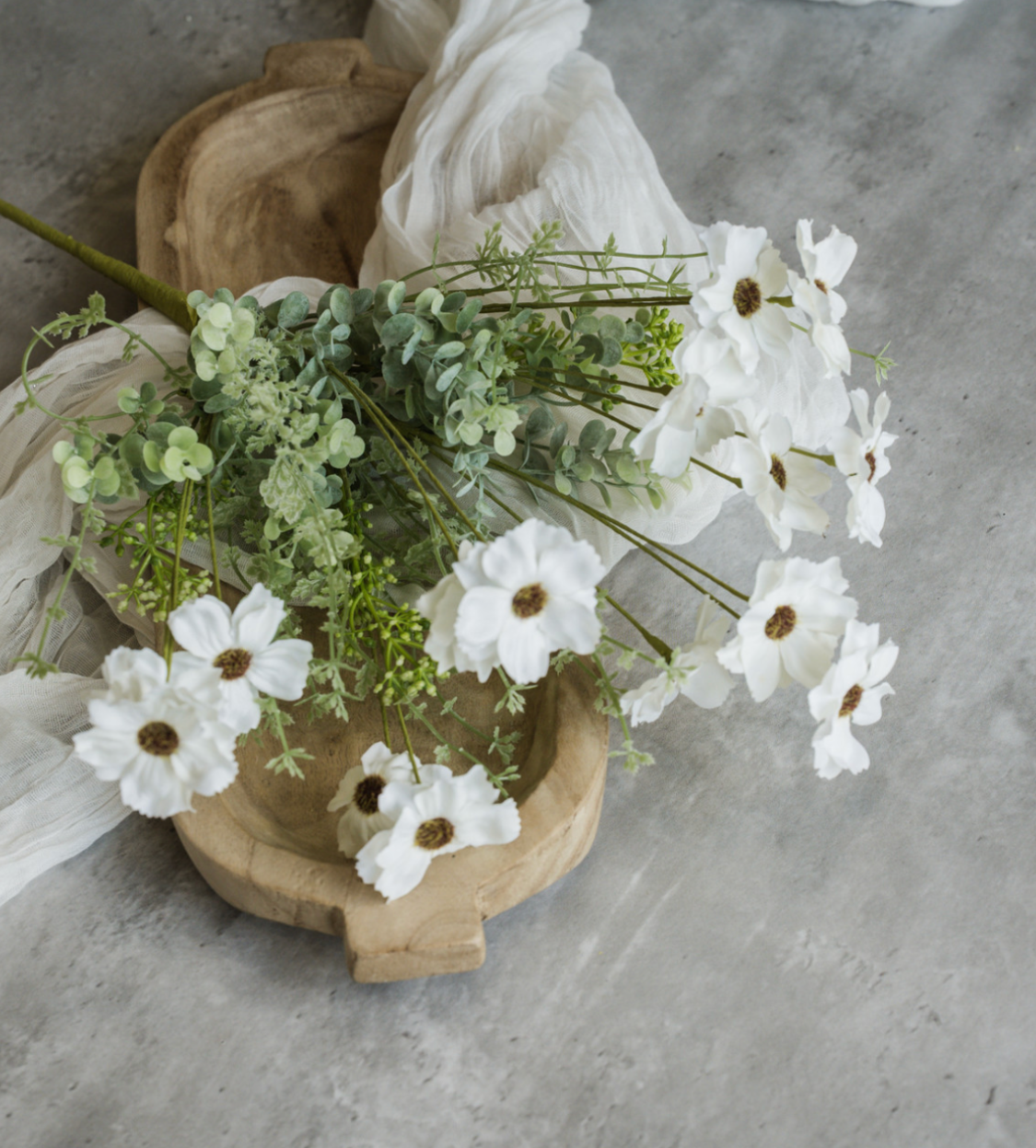 18” White Cosmos Bush