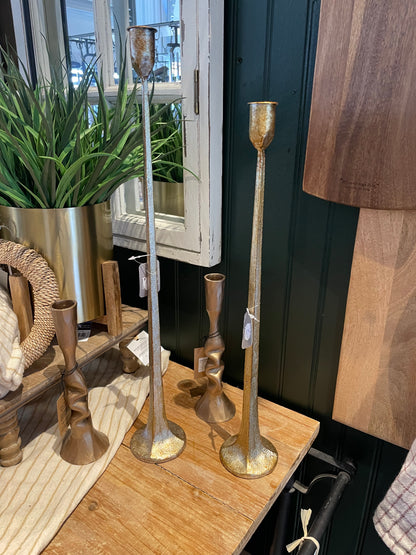 19.75” Gold Iron Taper Candlesticks-Lg