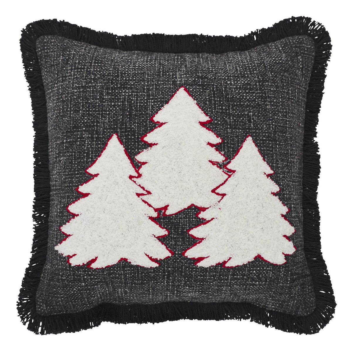 3 Christmas Trees Black Woven Throw Pillow 12x12