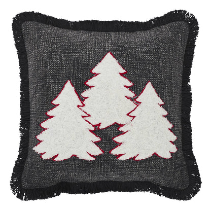 3 Christmas Trees Black Woven Throw Pillow 12x12