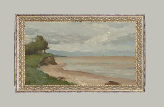 Beach Near Etretat Framed Antique Art