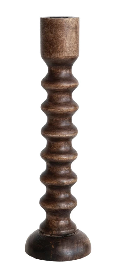 Hand-Carved Mango Wood Taper Holder