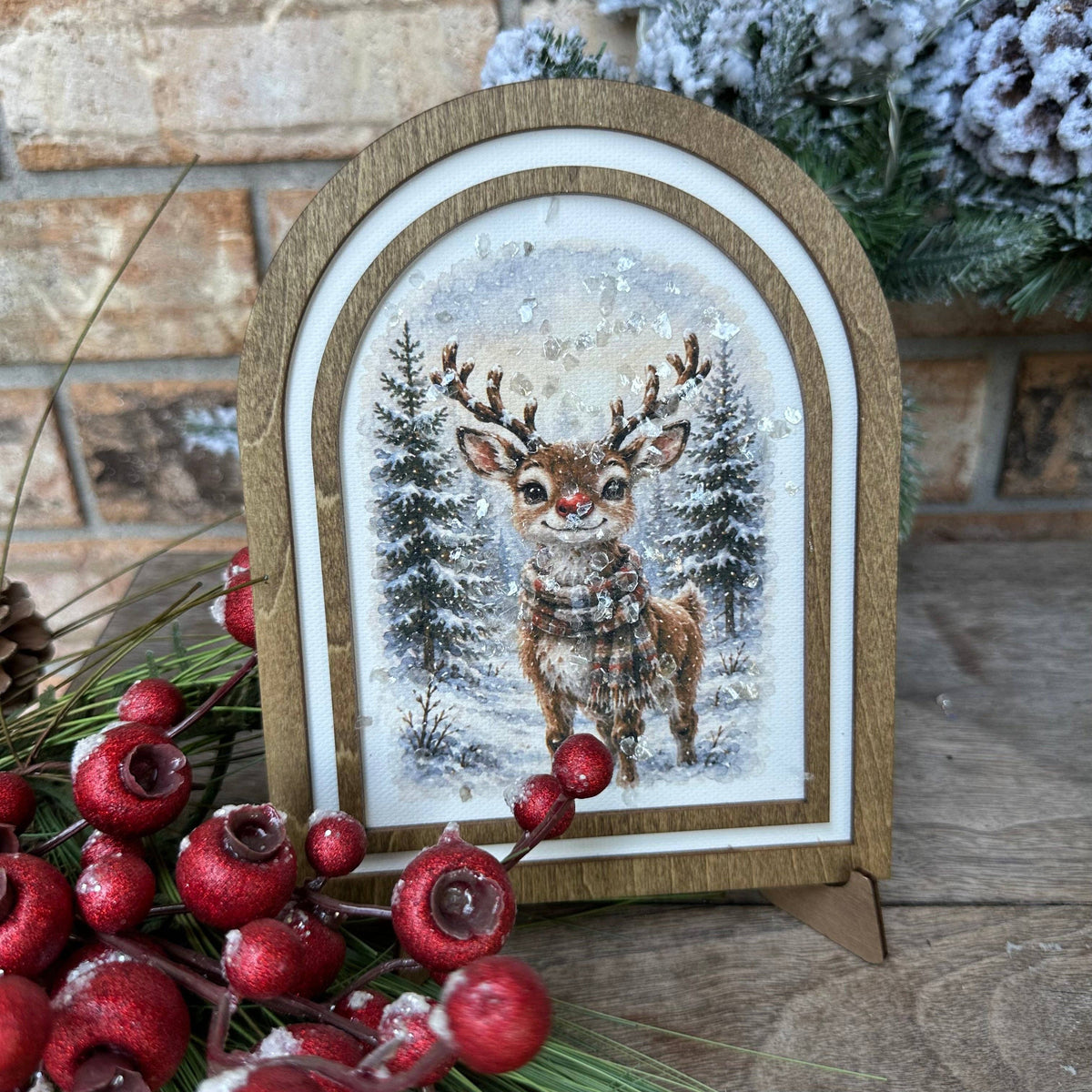 Woodland Red Nose Reindeer | Canvas Artwork