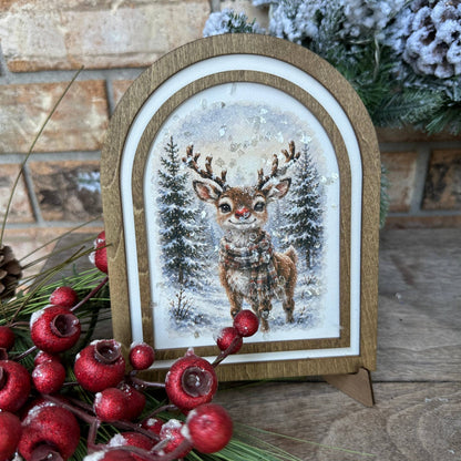 Woodland Red Nose Reindeer | Canvas Artwork