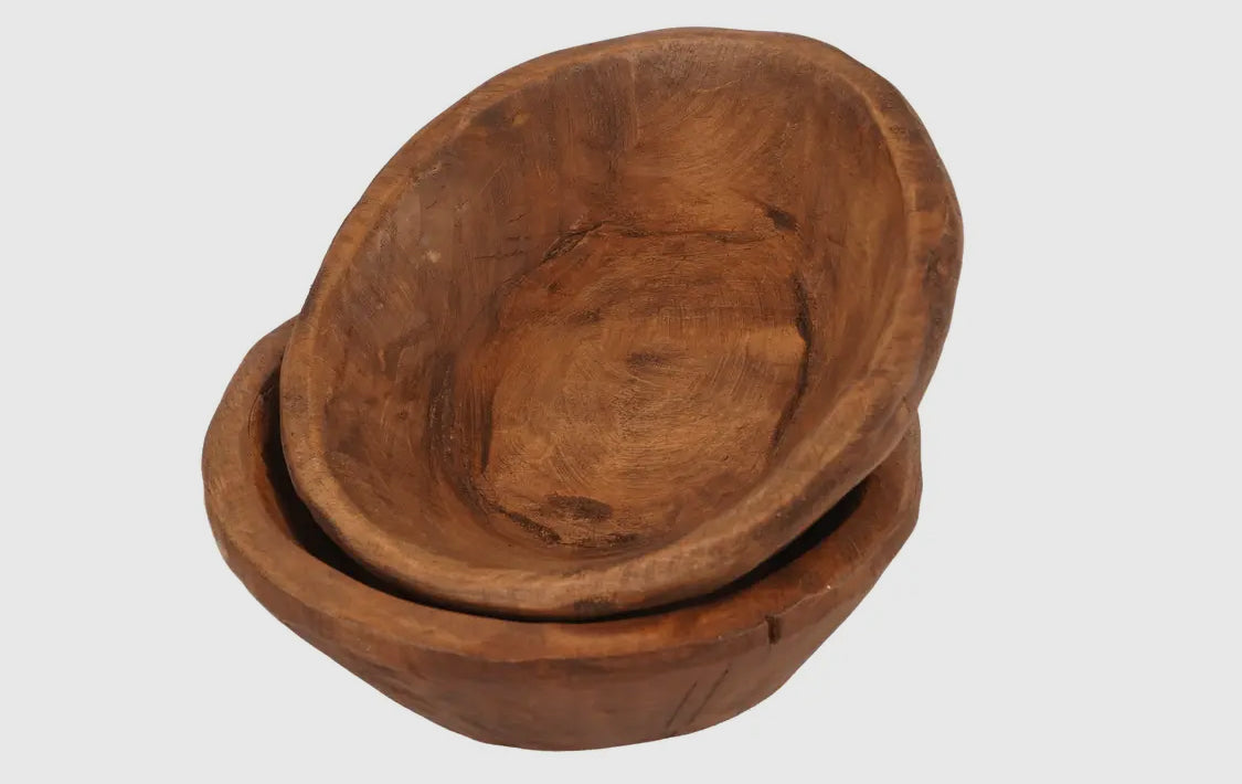 Wood Round Dough Bowl