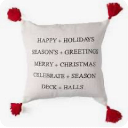 Happy Holiday Tassel Pillow