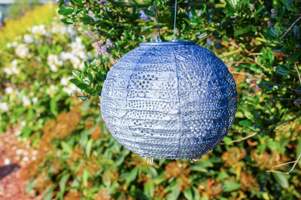 Stella Globe 8" Solar Lantern - Metallic Blue