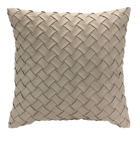 Woven Brown Fabric Basket Weave  Pillow