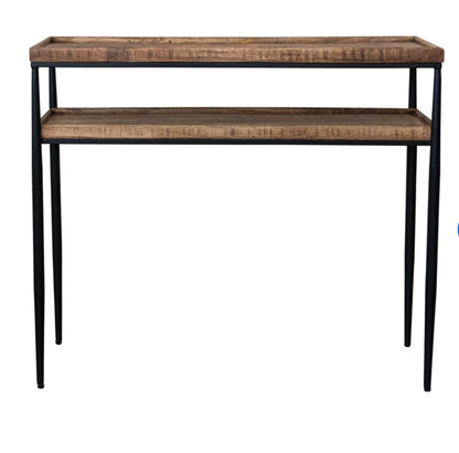 Mango Wood & Metal 2-Tier Console Table