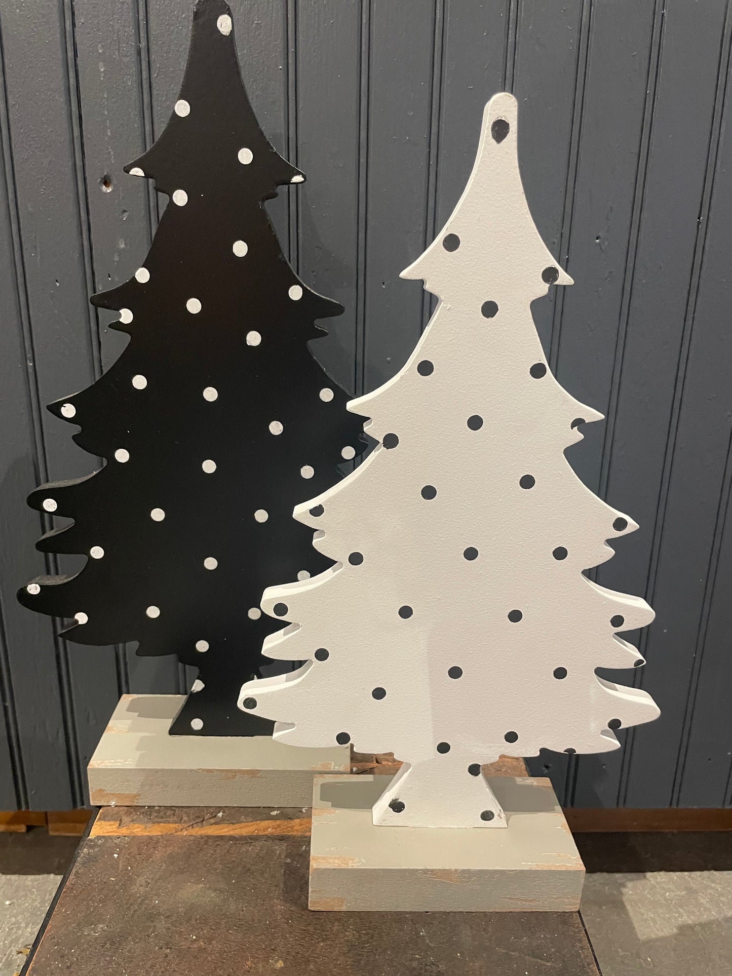 Black/White Wooden Tabletop Trees-set/2