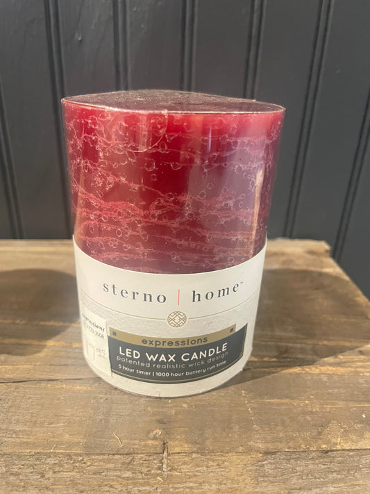 Sterno Burgundy LED Wax Candle-3”x4”