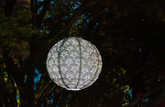 Stella Deco 12” Globe Solar Lantern-Porcelain