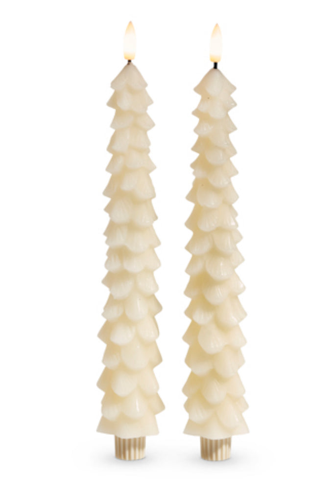 Ivory Tree Taper Candles-Set/2