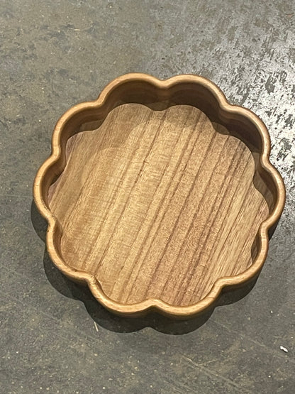 Natural Wooden Scalloped Tray