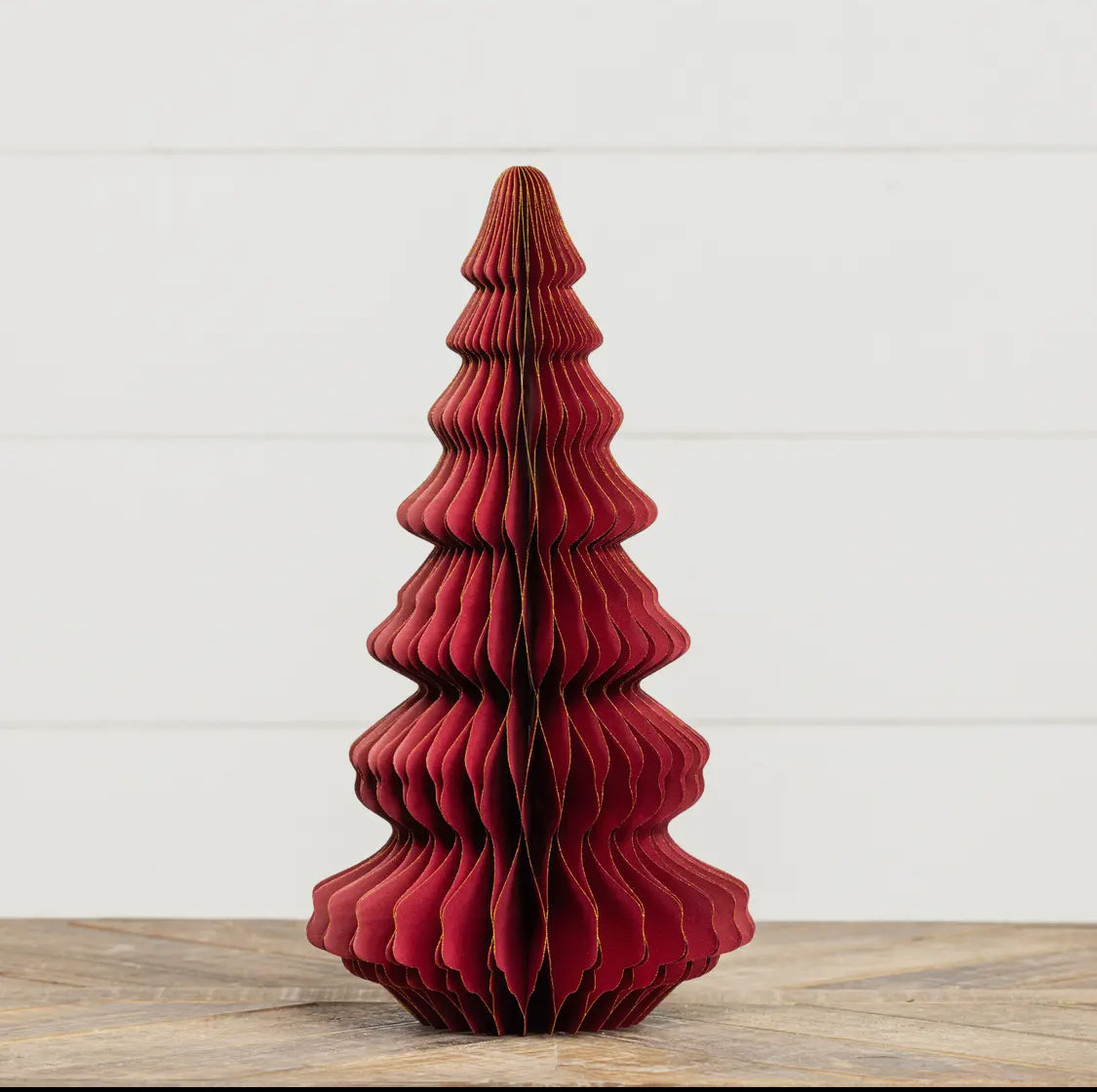 10” Burgundy W/Gold Trim Paper Cone Tree