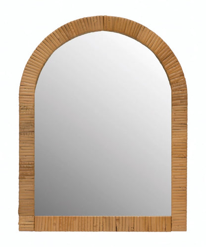 Rattan Wrapped Wood Framed Wall Mirror