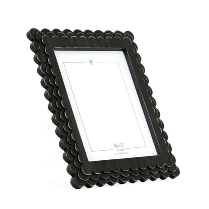 Wood scallop photo frame for 8x10 pic, black  - 17059
