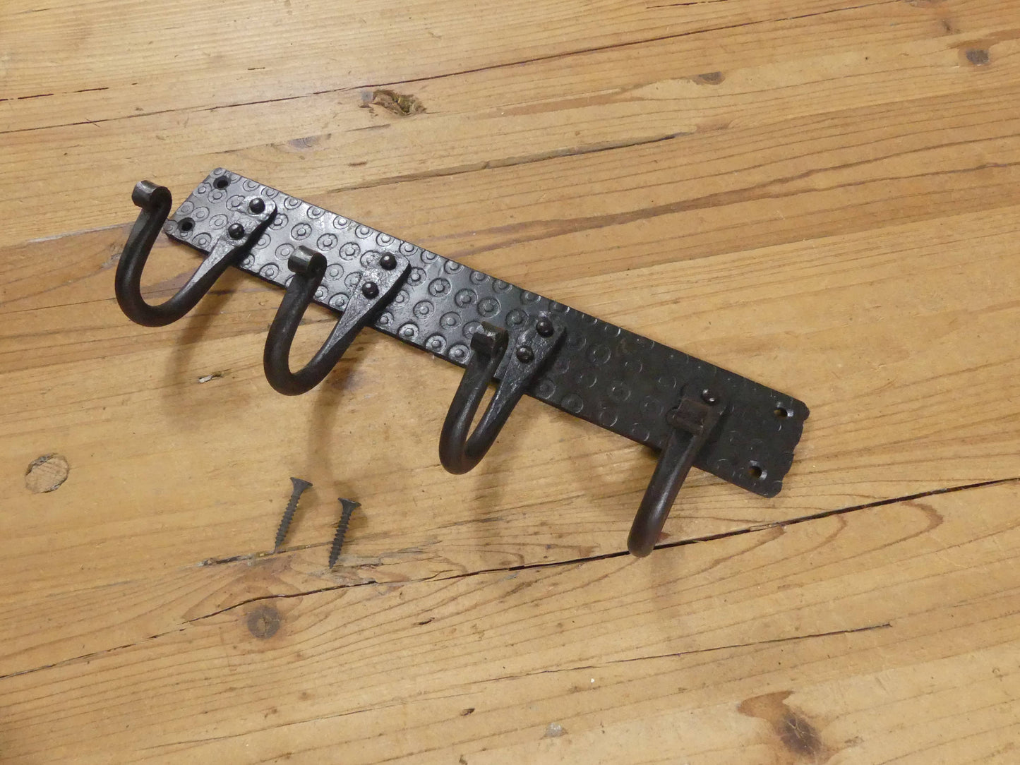 HAND FORGED IRON COAT RACK WITH 4 HOOKS