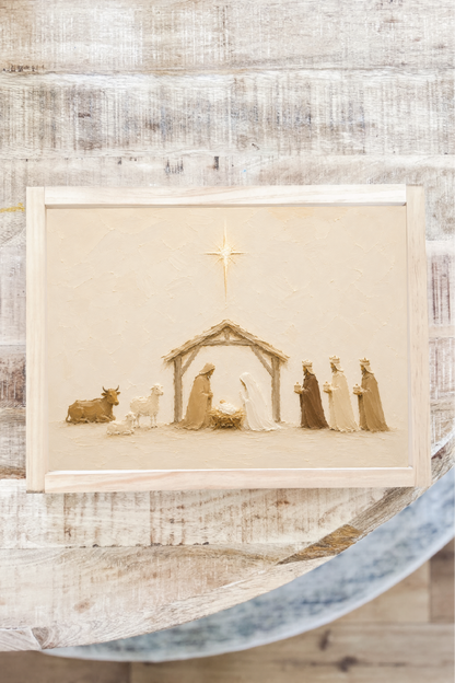 12” x 8” Neutral Nativity Landscape | Christmas 2026 Wall Art