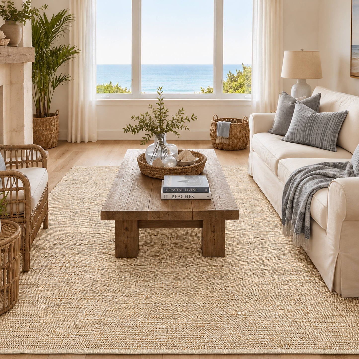 Jute Chindi Rug-Natural Jute-Greys, 5'x7'.