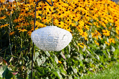 Stella Crown Chantilly Lace 13" Solar Lantern - Porcelain