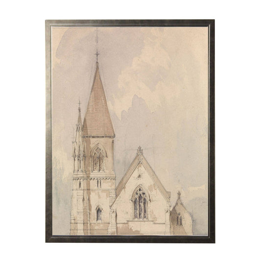 8” x 10” Vintage watercolor church N