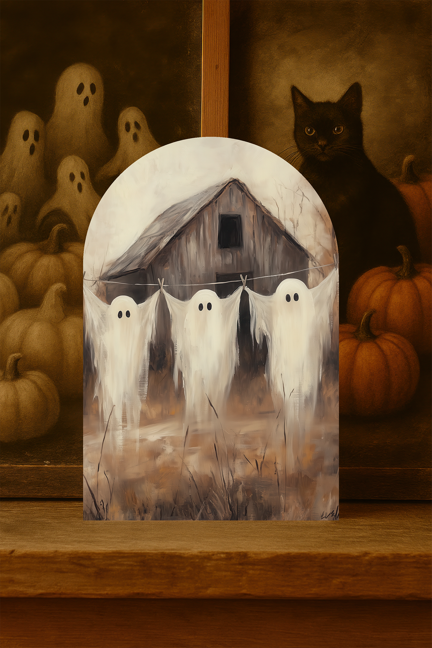 Barn Ghosts on the Line Arch Sign – Rustic Halloween Decor