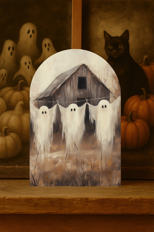 Barn Ghosts on the Line Arch Sign – Rustic Halloween Decor