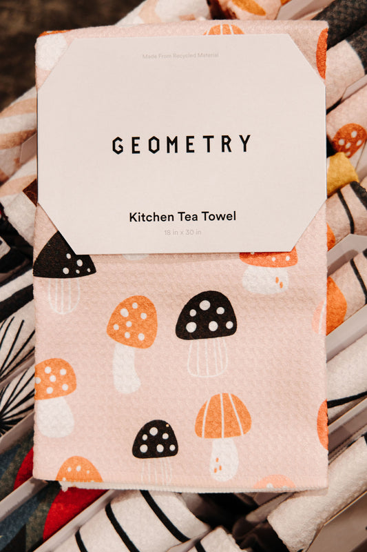 Geometry Fall Mushroom Harvest Tea Towel