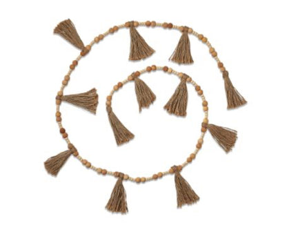 Wood Bead & Jute Tassel Garland