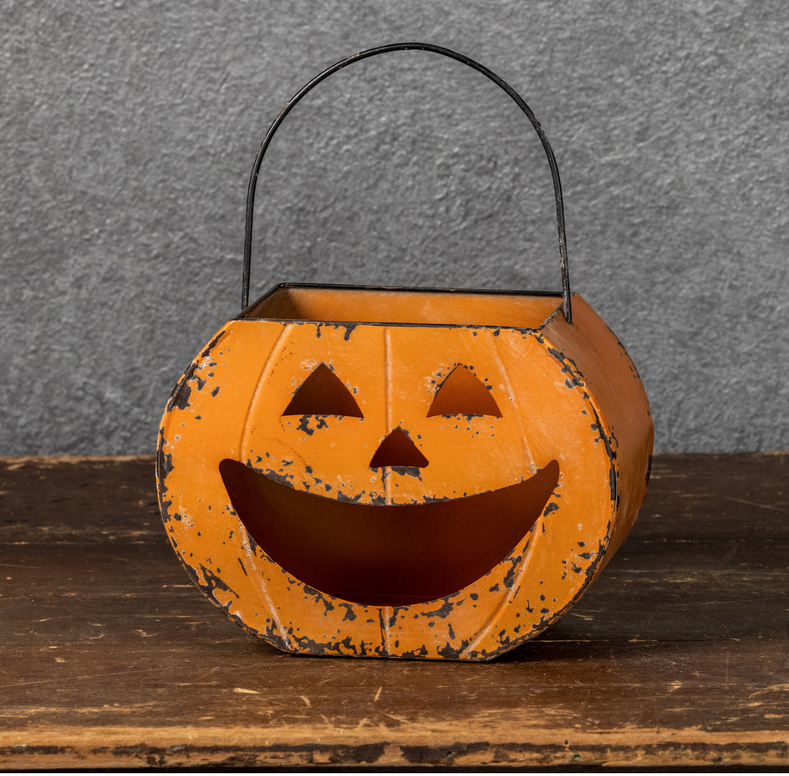 7.5” Happy Jack O Lantern Metal Bucket