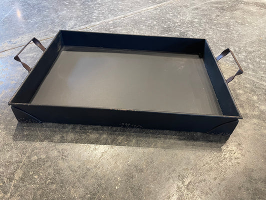 Black Metal Tray w/Handles-Large