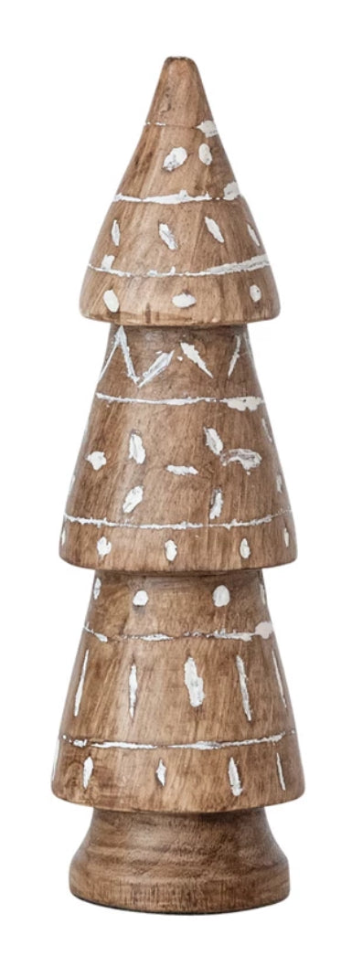 Hand-Carved Mango Wood Tree w/Design