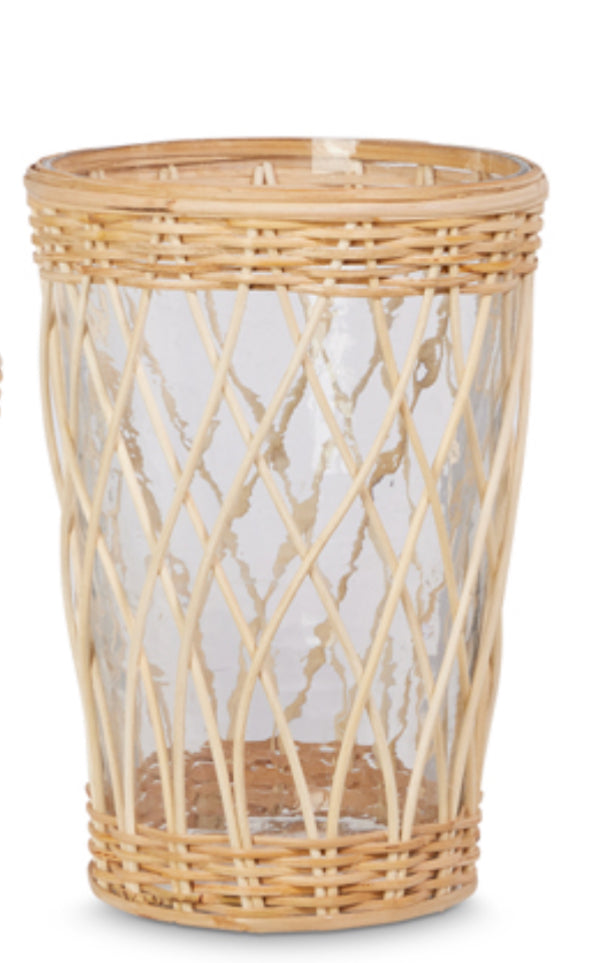 10” Rattan Hurricane Vase