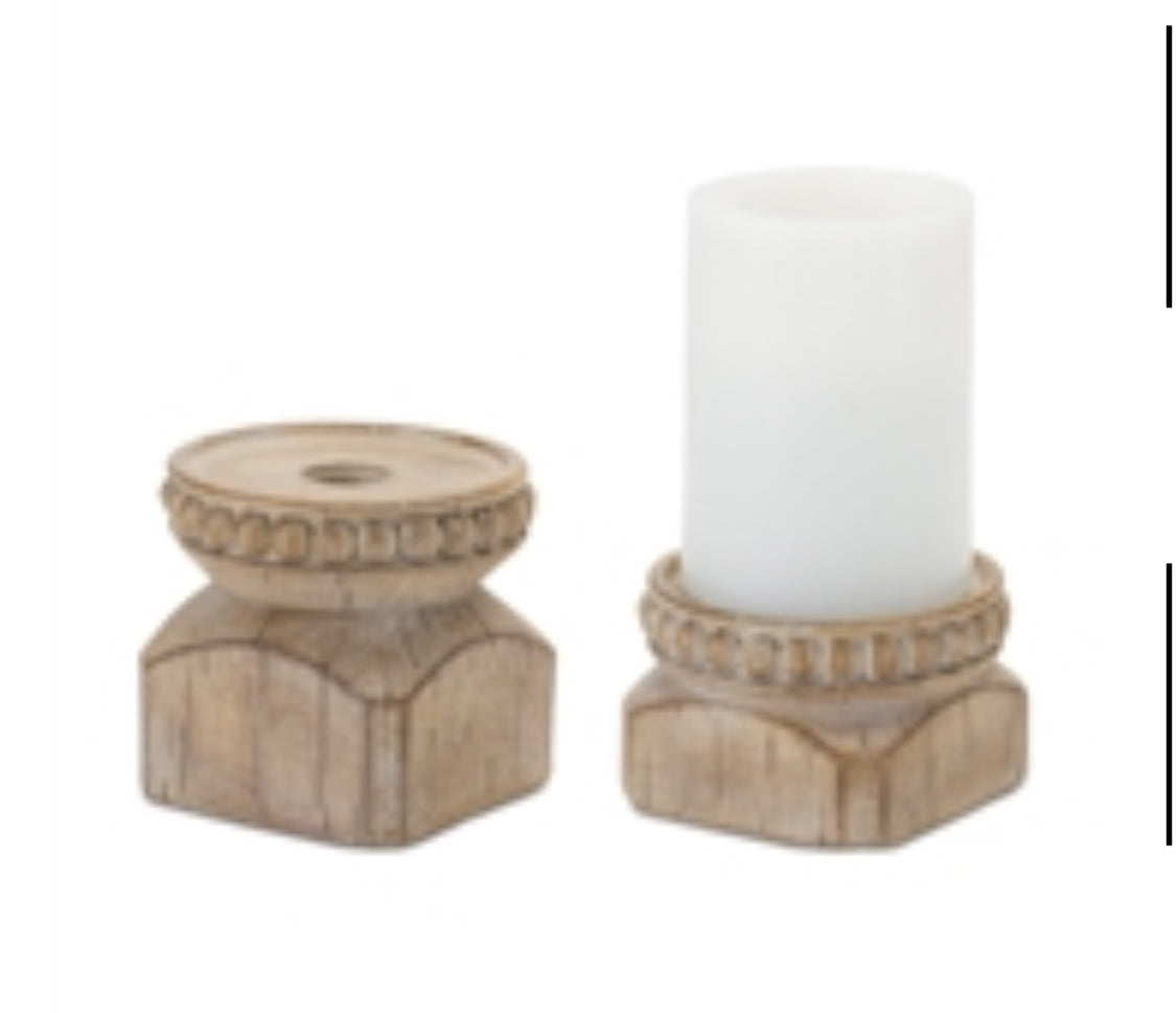 Beaded Wood Design Candle Stick-sm