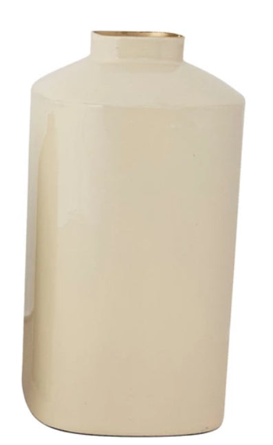 Cream Enameled Metal Vase