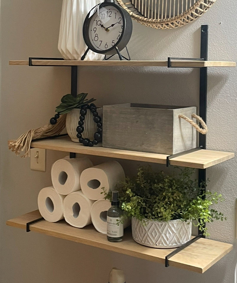 Metal / Wood 3 Shelf Wall Shelving