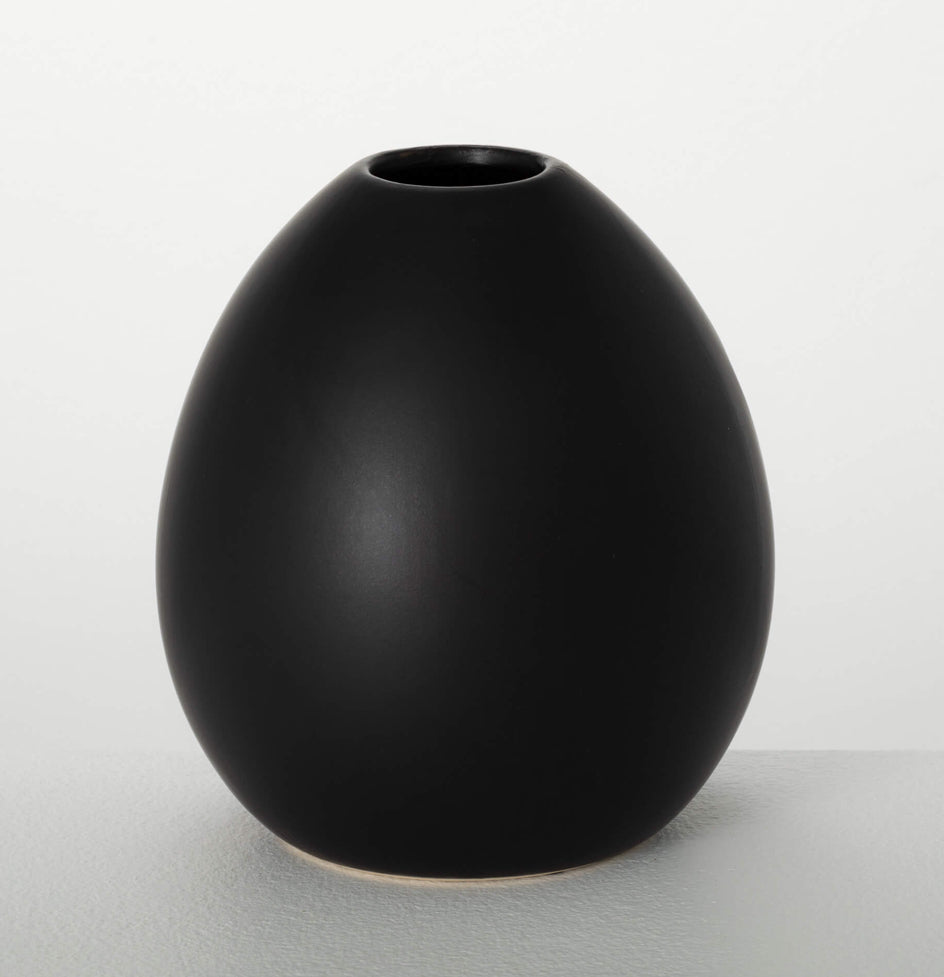 Modern Matte Black Oval Vase