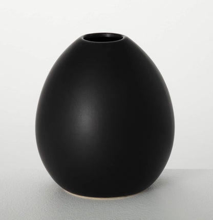 Modern Matte Black Oval Vase