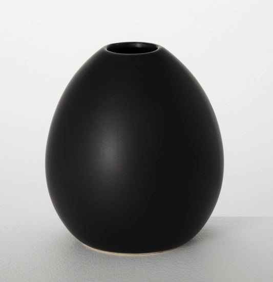 Modern Matte Black Oval Vase